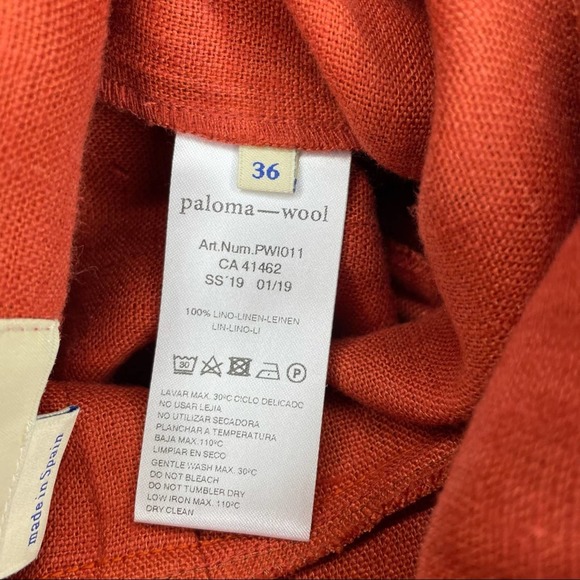 Paloma Wool Rust Orange Light Coaba Alana Linen Button Front Jumpsuit - 36/US 4 - Picture 5 of 8